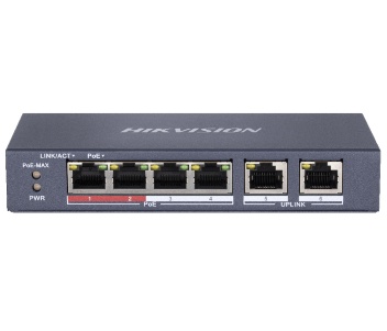 Hikvision DS-3E0106P-E/M 4-канальний Ethernet некерований POE